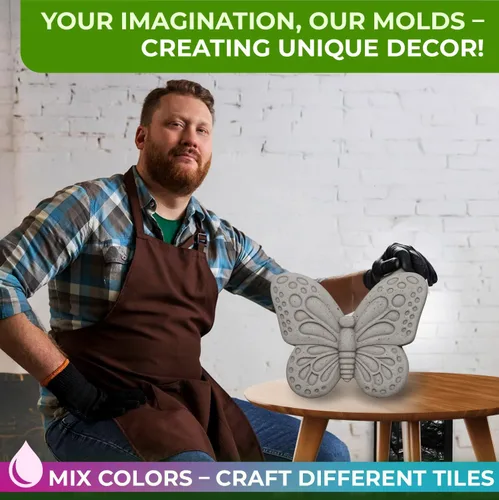 Miniatura 6 de 3 moldes de piedra de mariposa para escalonar, pavimento de bricolaje - Fundición Pathmaker Garden Pathmate Pavement Prefabricado Hormigón Moldes