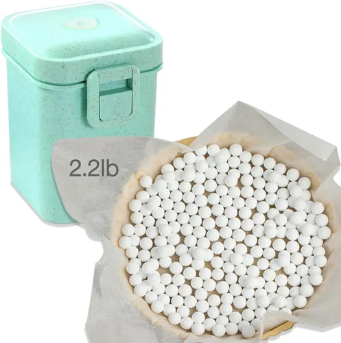 Pesas de cerámica para tartas de 2.2 libras, corteza de pastel reutilizables de 0.394 pulgadas, pesos de cerámica natural con recipiente de paja de