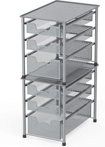 Miniatura 4 de Simple Houseware - cajón organizador apilable de 3 niveles, color plateado Plata