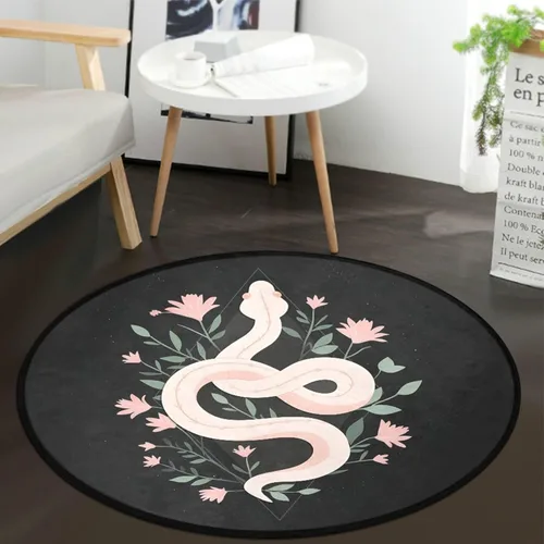 Miniatura 15 de keepcute Alfombra Redonda de Registro de Música Negra para Dormitorio, Sala de Estar, Estudio, Alfombra Antideslizante para Jugar, Alfombra