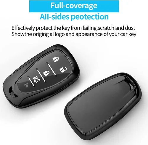 Miniatura 3 de Tukellen Funda para llavero Chevrolet de TPU suave, protección completa, compatible con Chevy Equinox Traverse Malibu Camaro Cruze Blazer Spark Negro