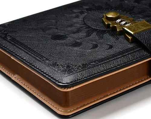 Miniatura 2 de ZXHQ Diario A5 con candado, 120Gsm 224 Páginas Diario con Cerradura, Juego de Bolígrafos, Borde Marrón, Rellenable, Tapa Dura de Cuero, Bolsillo