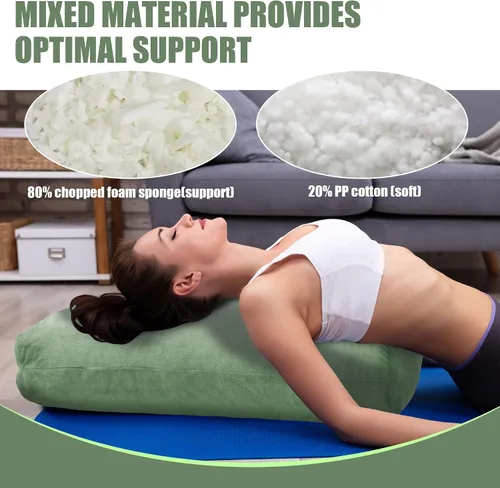 Miniatura 3 de HOMBYS Almohada de espuma triturada para yoga y meditación restaurativa, versátil almohada de apoyo de yoga rectangular de alta calidad con funda
