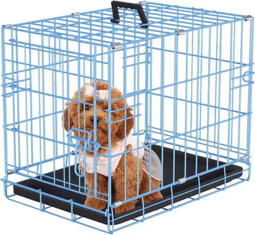 Miniatura 8 de PayLessHere Jaula grande para perros medianos y grandes, jaula de metal para perros de doble puerta, plegable, para interiores y exteriores
