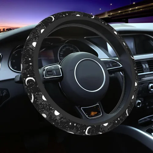 Miniatura 33 de Funda para volante MINIOZE de ojos malvados azules con luna mágica, accesorios para automóvil, linda para mujeres y niñas, universal de 15 pulgadas