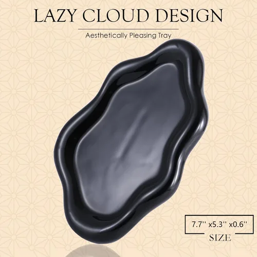 Miniatura 2 de CCINPPY Bandeja de cerámica para joyas y baratijas, bandeja decorativa en forma de nube para llaves para mujeres, plato porta anillos, plato bonito
