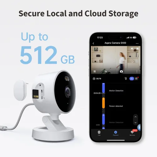 Miniatura 5 de Aqara G100, cámara de seguridad para interiores/exteriores 2K, HomeKit Secure Video, audio de 2 vías, foco nocturno con visión nocturna en color/IR