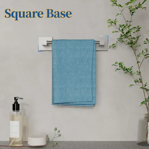 Miniatura 3 de RUACQ Toallero de mano, barra de toalla de mano de 9 pulgadas para baño montado en la pared, toallero de acero inoxidable 304 con base cuadrada