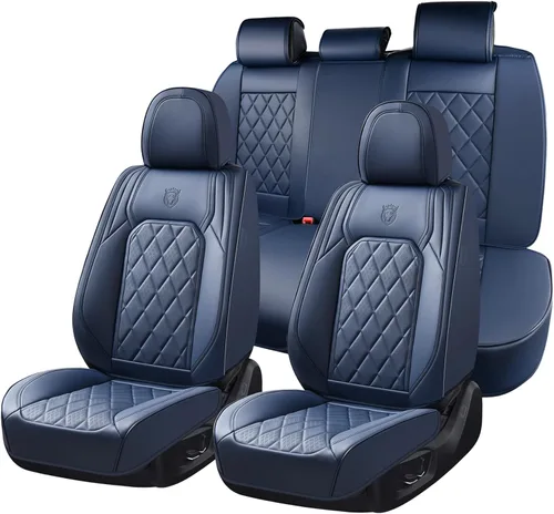 Miniatura 32 de Coverado Fundas de Asientos Delanteros, Funda de Asiento de Cuero Sintético de Lujo Impermeable, Protector de Asiento de Coche Beige, Funda