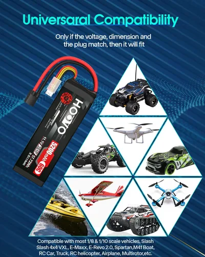 Miniatura 4 de HOOVO 3S LiPo Batería 11.1V 5200mAh 60C TR Plug Softcase RC Batería para RC Car RC Truck Avión Helicóptero Barco Carreras RC Hobby