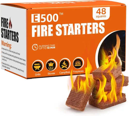 Miniatura 12 de E500 Arrancador de fuego, cuadrados para barbacoa, fogata, chimenea, estufa de leña, chimenea, hoguera, parrilla, 32 cubos para uso en interiores