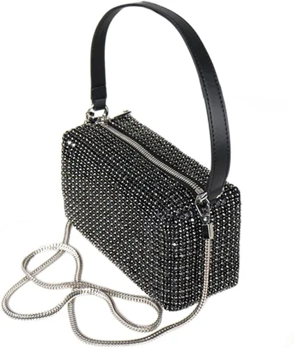 Bolso de hombro con diamantes de imitación para mujer, bolso cruzado clásico con purpurina, bolso de noche brillante, monedero plateado de diamante