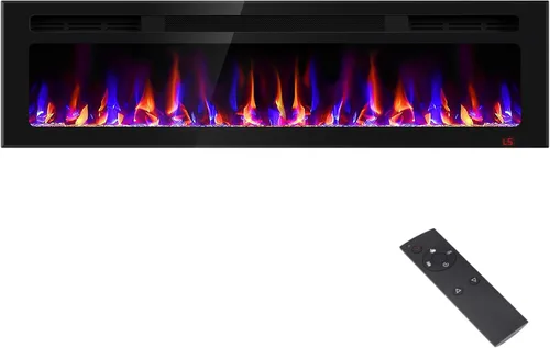 Miniatura 11 de Chimenea eléctrica de 43 pulgadas empotrada y montada en la pared, calentador de chimenea y chimenea lineal, chimenea eléctrica ultrafina, bajo