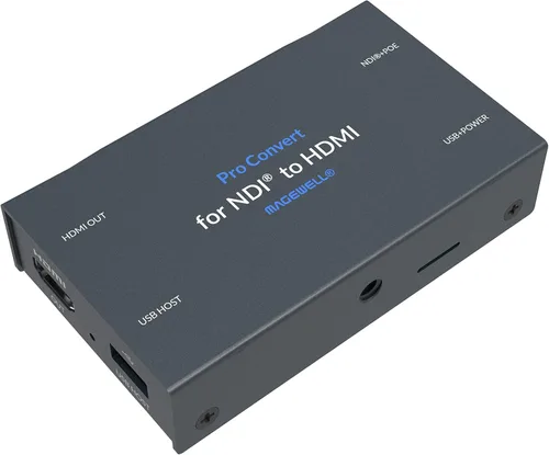 Magewell Pro Convert NDI a HDMI – IP NDI, NDI HX Decodificador con salida HDMI hasta 4K60, baja latencia, RJ45 Gigabit, control web y alimentación