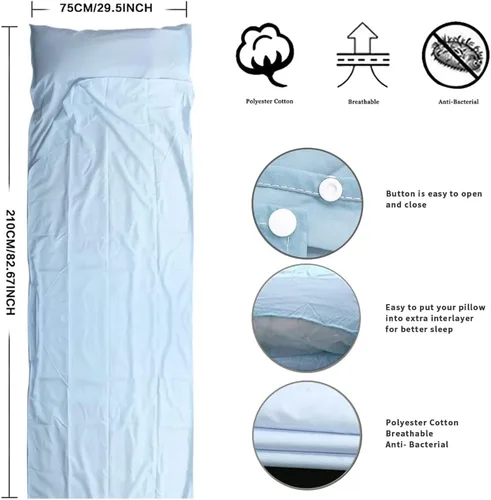 Miniatura 2 de Bolsa de dormir para viajes y campamento, ligera, compacta y portátil, ideal para viajes, hostales y campamentos