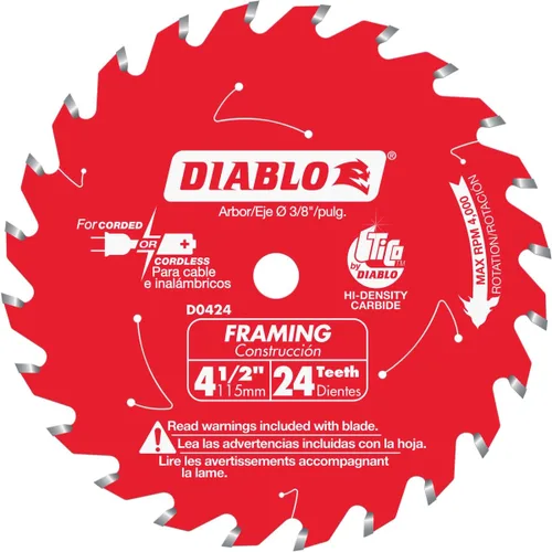 Miniatura 6 de Diablo Hoja de sierra para enmarcar para madera, 7-1/4 pulgadas x 24 dientes, corte delgado, antivibración, larga vida útil para enmarcar y madera
