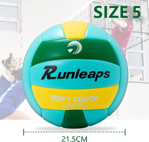Miniatura 4 de Runleaps Pelota de voleibol de playa, tamaño oficial 5, suave, impermeable, para deportes de arena, pelota de poliuretano para interiores, Naranja