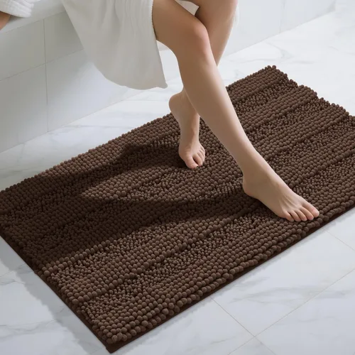 Miniatura 61 de Yimobra Alfombras lavables para baño, alfombra de baño de chenilla súper suave y absorbente para piso y alfombra, alfombra antideslizante de secado