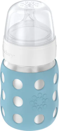 Miniatura 2 de Lifefactory Biberón de cuello ancho aislado al vacío de acero inoxidable de 8 onzas con pezón etapa 2 (3-6 meses) melón (LS2211WCA4)