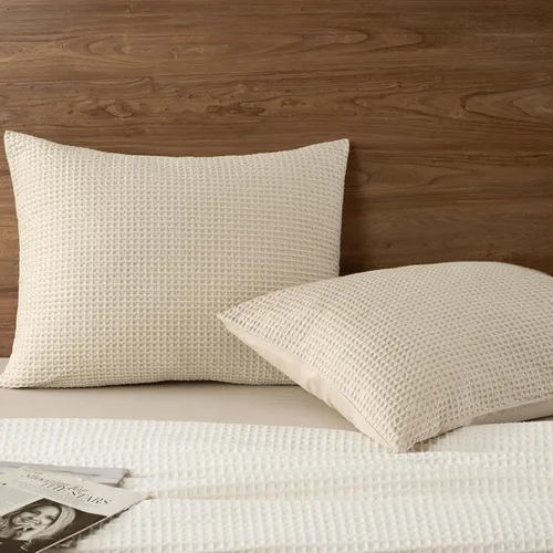 Miniatura 40 de PHF Funda de almohada 100% algodón con tejido de gofre, 18 x 18 pulgadas, sin relleno, paquete de 2 elegantes fundas de almohada cuadradas Gris claro