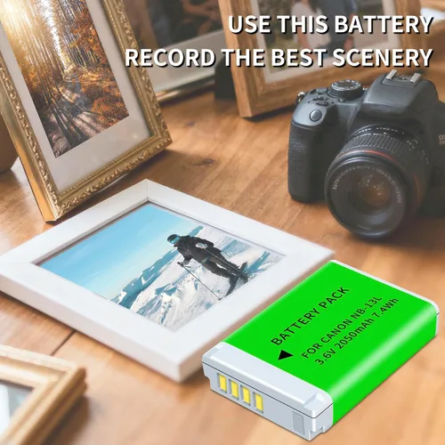 Miniatura 8 de Paquete de 2 baterías NB-13L mejoradas (2050 mAh) y cargador LED dual para Canon PowerShot G1 X Mark III, G5 X, G5X Mark II, G7 X, G7 X Mark II, G9