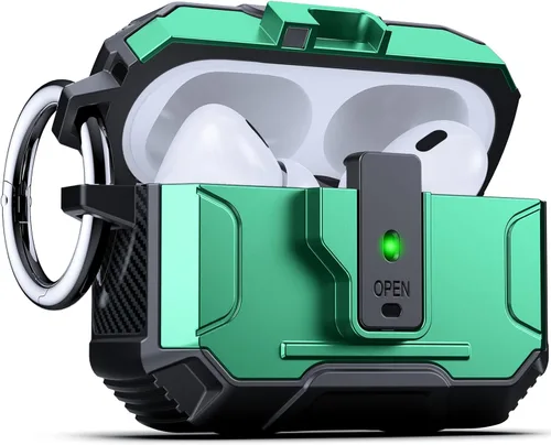 Miniatura 46 de DASFOND - Funda de armadura para AirPods de 2ª y 1ª generación, carcasa de cuerpo completo de grado militar a prueba de golpes, soporte de carga