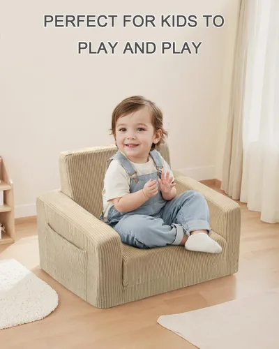 Miniatura 8 de Silla para bebés y niños, sofás blandos para bebés de 2 en 1 que se despliegan, sillas para bebés cómodas de 1 a 3 años, sofá convertible a sofá
