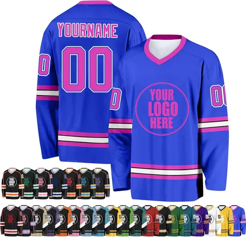 Miniatura 19 de Camiseta de hockey personalizada para hombres/mujeres/jóvenes/niños, nombre personalizado/número/logotipo de gran tamaño camiseta de entrenamiento