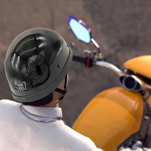 Miniatura 2 de German Style Open Face Road Riding Beanie Helmet DOT Approved Low Profile Chopper Motorcycle Half Helmet - Small and Light Summer Cool Skull Cap for