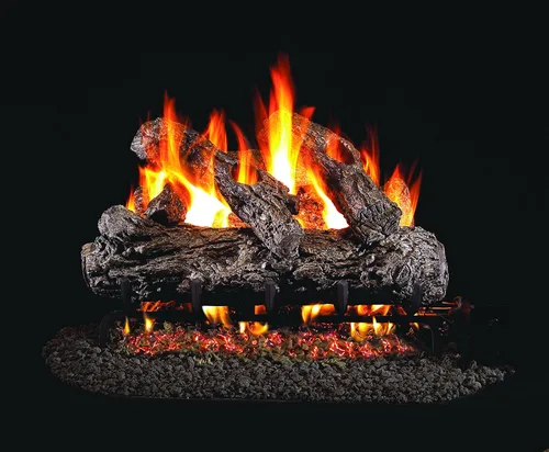 Miniatura 5 de Peterson Real Fyre - Juego de troncos de roble rústico de 24 pulgadas con quemador de llama doble G45 ventilado, luz de fósforo (gas natural)