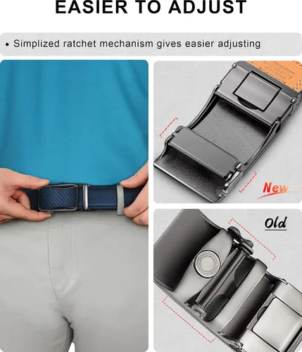 Miniatura 4 de KEMISANT Cinturón de trinquete para hombre, 2 unidades, cinturón deslizante para hombre, vestido casual, pantalones Oxfords 1 38 pulgadas