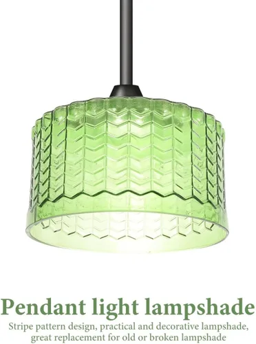 Miniatura 9 de Beaupretty Pantalla de luz colgante de vidrio de 5.90 x 5.90 x 3.54 pulgadas, reemplazo de pantalla de lámpara colgante con patrón de rayas