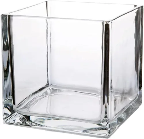 Miniatura 17 de WGV - Jarrón de cristal en forma de cubo a granel, portavelas, 3 x 3 x 3 pulgadas, contenedor transparente elegante con decoración floral