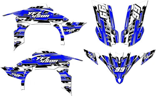 Kit de calcomanías gráficas Kalair GFX para Yamaha YFZ 450R (2009-2013) Serie Incision Azul 16 Mil - Kit de calcomanías y vinilos personalizados