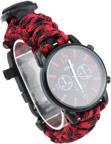 Pulsera de supervivencia deportiva al aire libre, 7 núcleos Paracord Mountaineer Noctilucente Reloj de emergencia Herramientas de primeros auxilios