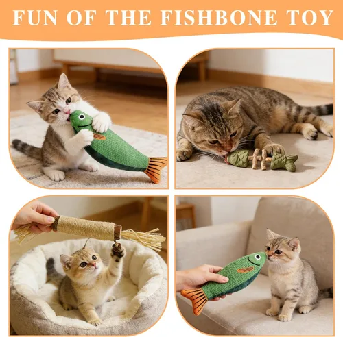 Miniatura 5 de Tensho Purrident Cat Chew Toys 3PCS - Natural Fishbone Catnip Chew Toys and Saury Fish & Silvervine Stick, Dental Chews for Kittens and Cats