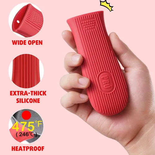 Miniatura 5 de Cbiumpro Paquete de 2 cubiertas de mango de hierro fundido, funda de silicona resistente al calor para sartén de hierro fundido en caliente Paquete