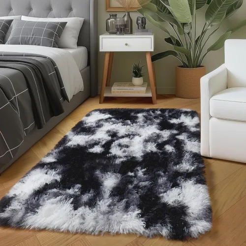 Miniatura 35 de Alfombras moradas para dormitorio de niñas, alfombra de 5 x 8 pies, alfombra peluda esponjosa para sala de estar, alfombras peludas gruesas