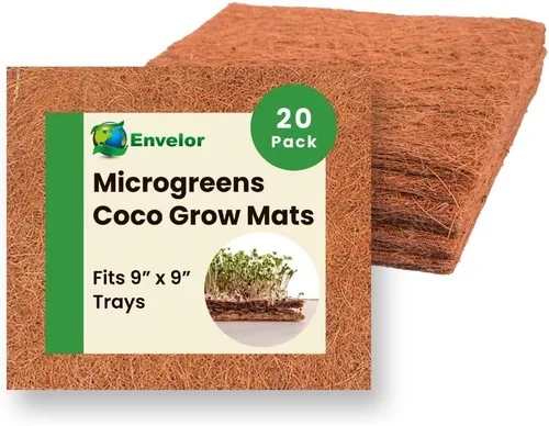 Envelor Tapete de cultivo de fibra de coco para microverdes de 9 x 9 pulgadas, forro de semillas de coco para bandejas de cultivo, cestas colgantes,
