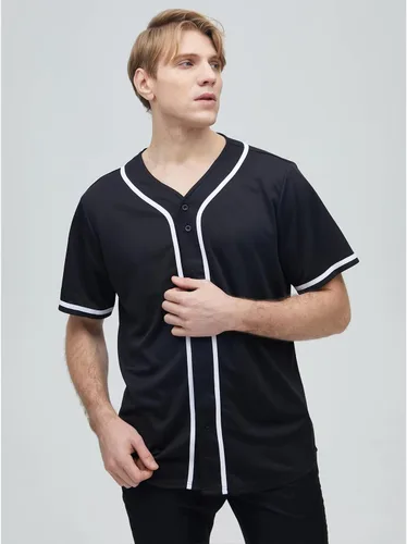 Miniatura 3 de Yuji Itadori Camiseta de béisbol para hombre, manga corta, cuello en V, botones, ropa deportiva, tallas S-4XL
