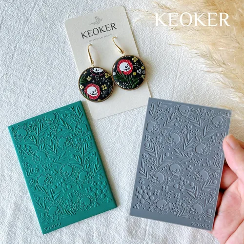 Miniatura 3 de Keoker Hojas de textura para arcilla polimérica, alfombrilla de textura de arcilla para hacer aretes de joyería, herramientas de aretes de arcilla