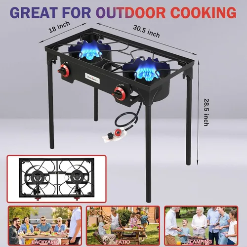 Miniatura 4 de Vivicreate Regulador de Gas Propano de Alta Presión 20 PSIG para Acampar al Aire Libre Parrilla de Barbacoa Estufa de Quemador Estufas de Gas
