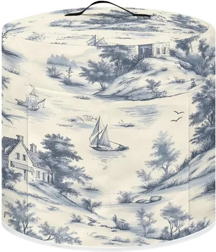 Miniatura 26 de Suobstales Cubierta para aparato con estampado de estrellas de mar de playa, cubierta antipolvo, funda portátil para olla a presión con bolsillo
