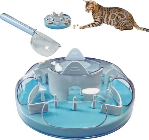 Rompecabezas interactivo para gatos, dispensador de alimentos, laberinto de estimulación para gatos, alimentador lento, juguetes de enriquecimiento