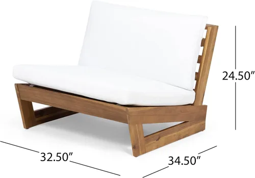 Miniatura 3 de Sherwood - Silla de club al aire libre con cojines, madera de acacia, teca/blanco