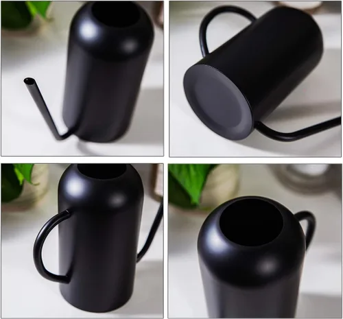 Miniatura 5 de Regadera de metal con boquilla larga de 40 oz/1.3 L, regadera de acero inoxidable para plantas de interior y exterior, negro mate