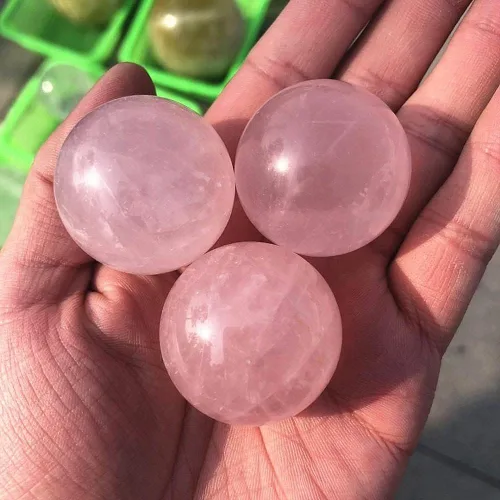 Miniatura 4 de Bolas Baoding de cristal de cuarzo rosa de 1.57 pulgadas, bolas de ejercicio de salud y estrés de cristal rosa para aliviar el estrés, ejercicio