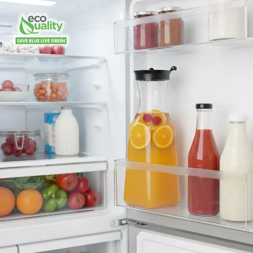 Miniatura 5 de EcoQuality Jarra de agua de plástico transparente de 34 onzas con tapa superior abatible negra, botella de base cuadrada con boquilla para barra