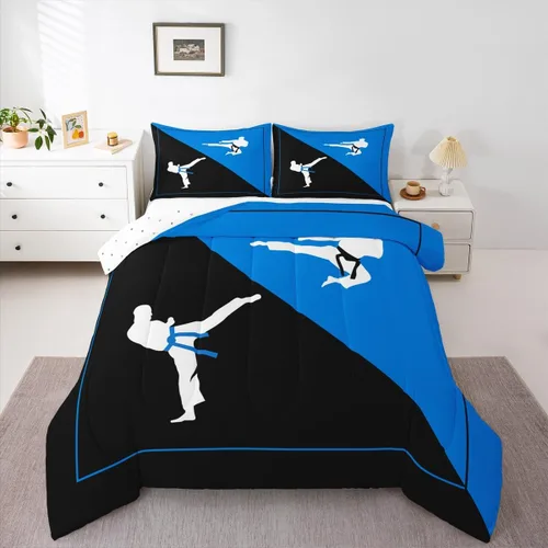 Miniatura 5 de Castle Fairy Juego de edredón de Taekwondo, juego de ropa de cama de estilo japonés para niños, niñas, mujeres, adultos, edredón de kungfu Kungfu 03