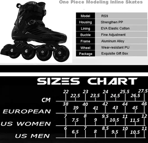 Miniatura 7 de LIKU Negro Profesional Patines En Línea Unisex